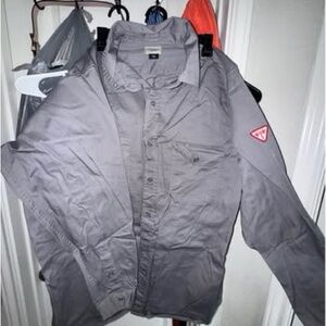 Men's Gray Fire Retardant Button-Up